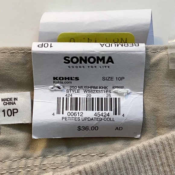 Sonoma Womens Tan Bermuda Shorts/Capris, 10P, NWT - Picture 4 of 6